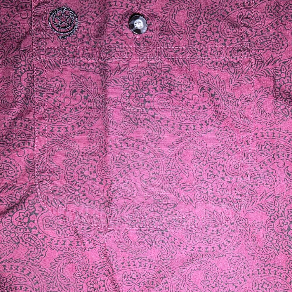 Wrangler George Straight Cowboy Mens Maroon and Black Button Up Shirt Size XL - Picture 6 of 13